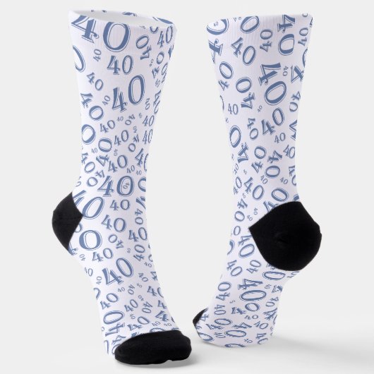 40e verjaardag Blue Random Number Pattern Sokken (Gebogen)