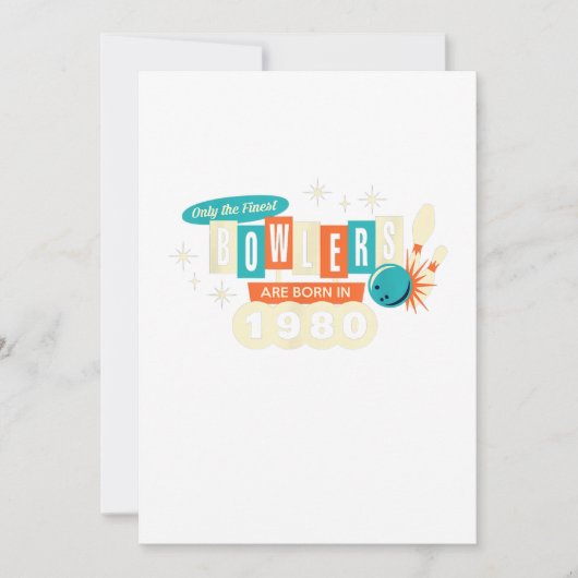 40e verjaardag Bowler Funny Bowling 1980 Retro Kaart (Voorkant)