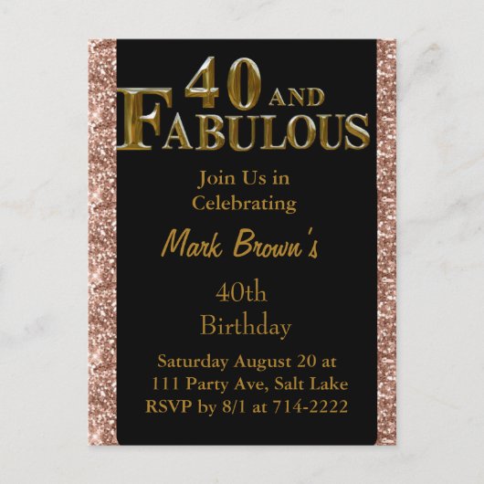 40e verjaardag  briefkaart (Voorkant)