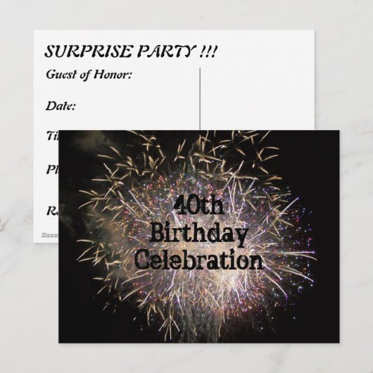 40e verjaardag Briefkaart (Voorkant / Achterkant)