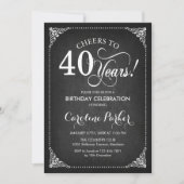 40e verjaardag - Chalkboard Wit Kaart (Voorkant)