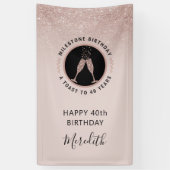 40e verjaardag Champagne Toast Verticaal glitter Spandoek (Verticaal)