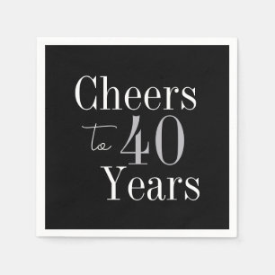 40e verjaardag Cheers 40 jaar Black Silver Party Servet