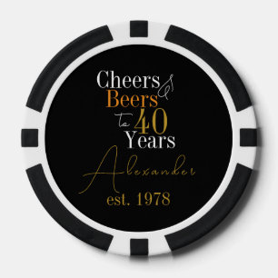 40e verjaardag Cheers en bieren gepersonaliseerde  Poker Chips