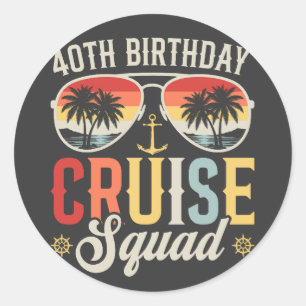 40E Verjaardag Cruise Squad Familie Matching Ronde Sticker