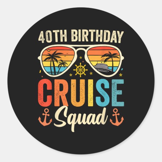 40e verjaardag Cruise Squad Gifts 2025 Matching Pa Ronde Sticker (Voorkant)