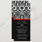 40e verjaardag Damast Uitnodiging Rood (Voorkant / Achterkant)