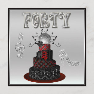 40e verjaardag Disco Diva Cake Silver Sparkle Heel Kaart