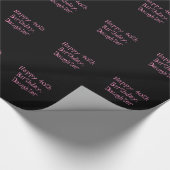 40e verjaardag, dochter, zwarte & roze cadeauomsla cadeaupapier (Hoek)