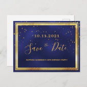 40e verjaardag donkerblauw goud met uitzondering v briefkaart (Voorkant / Achterkant)