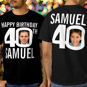 40e verjaardag douanenaam fotosjabloon wit t-shirt