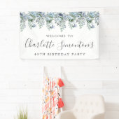 40e verjaardag Dusty Blue Floral Welkom Spandoek (Insitu)