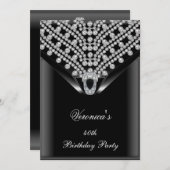 40e verjaardag Elegant Black Diamonds 2 Kaart (Voorkant / Achterkant)