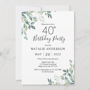 40e verjaardag Elegant Green Eucalyptus Greenery Kaart