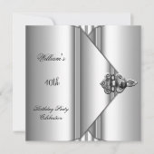 40e verjaardag Elegant Mannen Silver Grey Kaart (Voorkant)