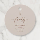 40e verjaardag Elegant Minimal Boho Bedankjes Labels (Voorkant)