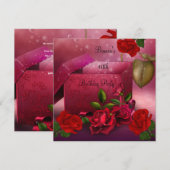 40e verjaardag Elegant Red Rose Gift Box Kaart (Voorkant / Achterkant)