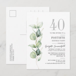 40e verjaardag Eucalyptus Botanische Partij Uitnodiging Briefkaart