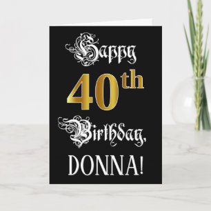 40e verjaardag — Fancy script; Faux Gold Kijk; naa Kaart