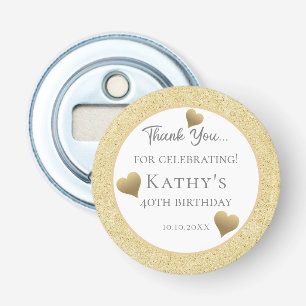40e verjaardag Favors Gold Hearts Button Flesopener
