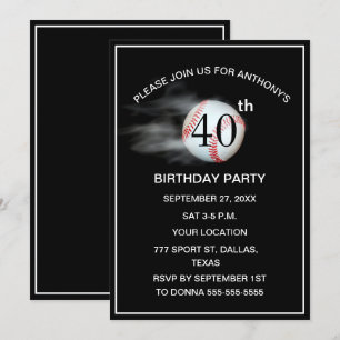 40e Verjaardag Feest Baseball Black Dad Sport Kaart