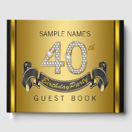 40e verjaardag feest gastenboek zwart goud
