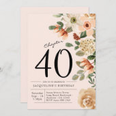 40e  verjaardag Floral Kaart (Voorkant / Achterkant)