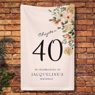 40e verjaardag Floral Spandoek