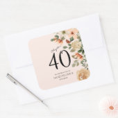 40e  verjaardag Floral Vierkante Sticker (Envelop)