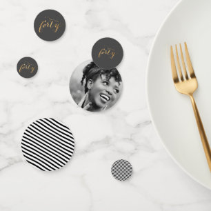 40e verjaardag Foto Black White Gold Party Confetti