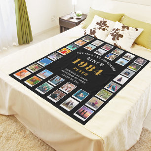 40e verjaardag Foto Collage 32 foto's Fleece Deken