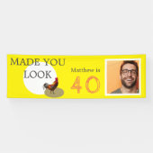 40e verjaardag Foto Fun Chicken Rooster Spandoek (Horizontaal)