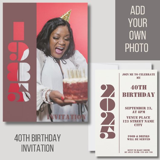 40e verjaardag foto geboren 1985 Uitnodiging