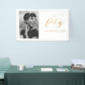 40e verjaardag Foto Gold Confetti Spandoek (Beurs)