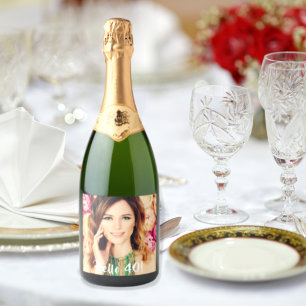 40e verjaardag foto hallo 40 vrouwen sparkling wijnetiket