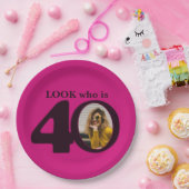 40e verjaardag foto look donkerroze papier bord (Feest)