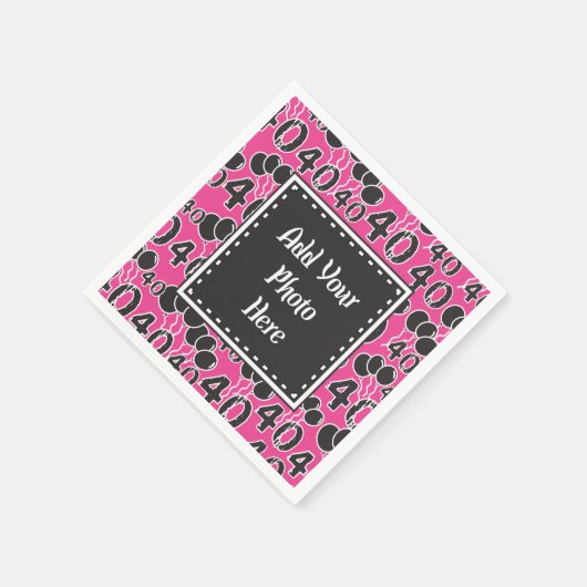 40e verjaardag Foto PINK personaliseer papier Napk Servet (Hoek)