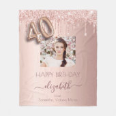 40e verjaardag foto roos goud glitter roze vriende fleece deken (Voorkant)