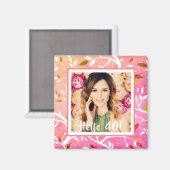 40e verjaardag foto roze botanisch magneet (Voorkant / Achterkant)