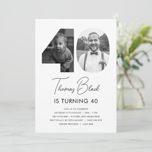 40e verjaardag Foto-uitnodiging Kaart (Staand voorkant)