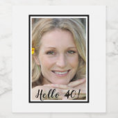 40e verjaardag foto wit zwart wijn etiket (Enkel label)