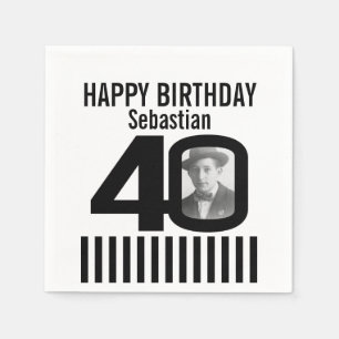 40e verjaardag foto zwarte streep foto servetten