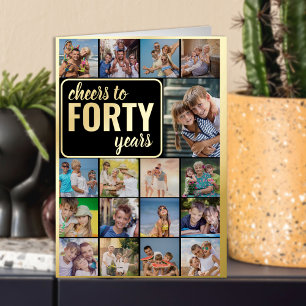 40e verjaardag Fotocollage Proost op 40 jaar Folie Wenskaart