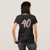 40e verjaardag fotoscript roze zilver t-shirt (Achterkant volledig)