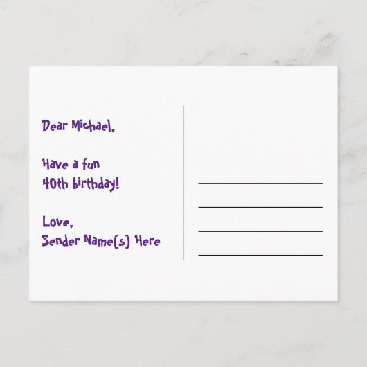 40e verjaardag - Fun Fireworks Pattern + Rainbow 4 Briefkaart (Achterkant)