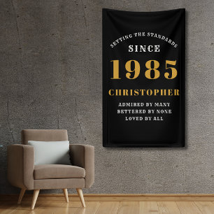 40e Verjaardag Geboren 1985 Naam Toevoegen Zwart G Spandoek