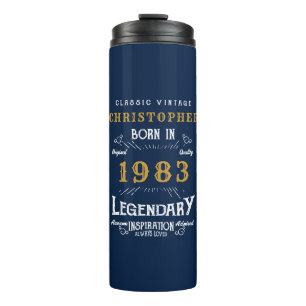 40e verjaardag Geboren in 1983 Legend Blue Gold Ad Thermosbeker