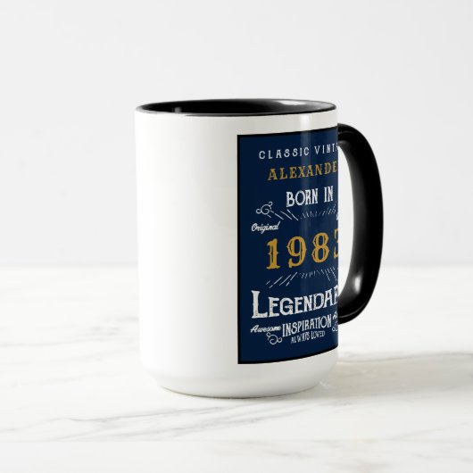 40e verjaardag Geboren in 1983 Legend Blue Gold Mok (Voorkant rechts)