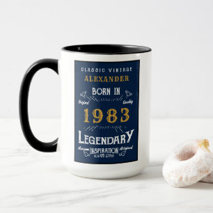40e verjaardag Geboren in 1983  Legend Blue Gold Mok
