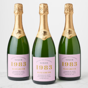 40e verjaardag Geboren in 1983 Roze grijs Sparkling Wijnetiket